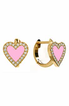 GABI RIELLE Heart Cubic Zirconia Pavè Huggie Hoops