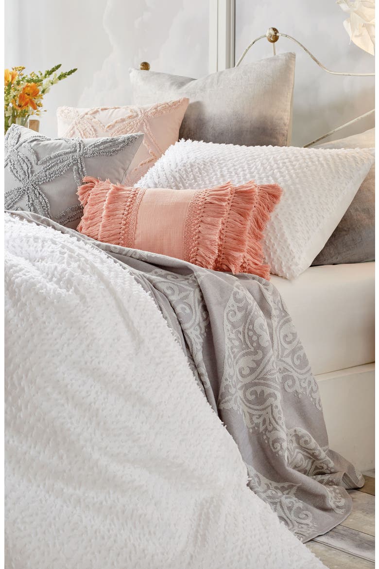 Dot Fringe Comforter & Sham Set, Alternate, color, WHITE