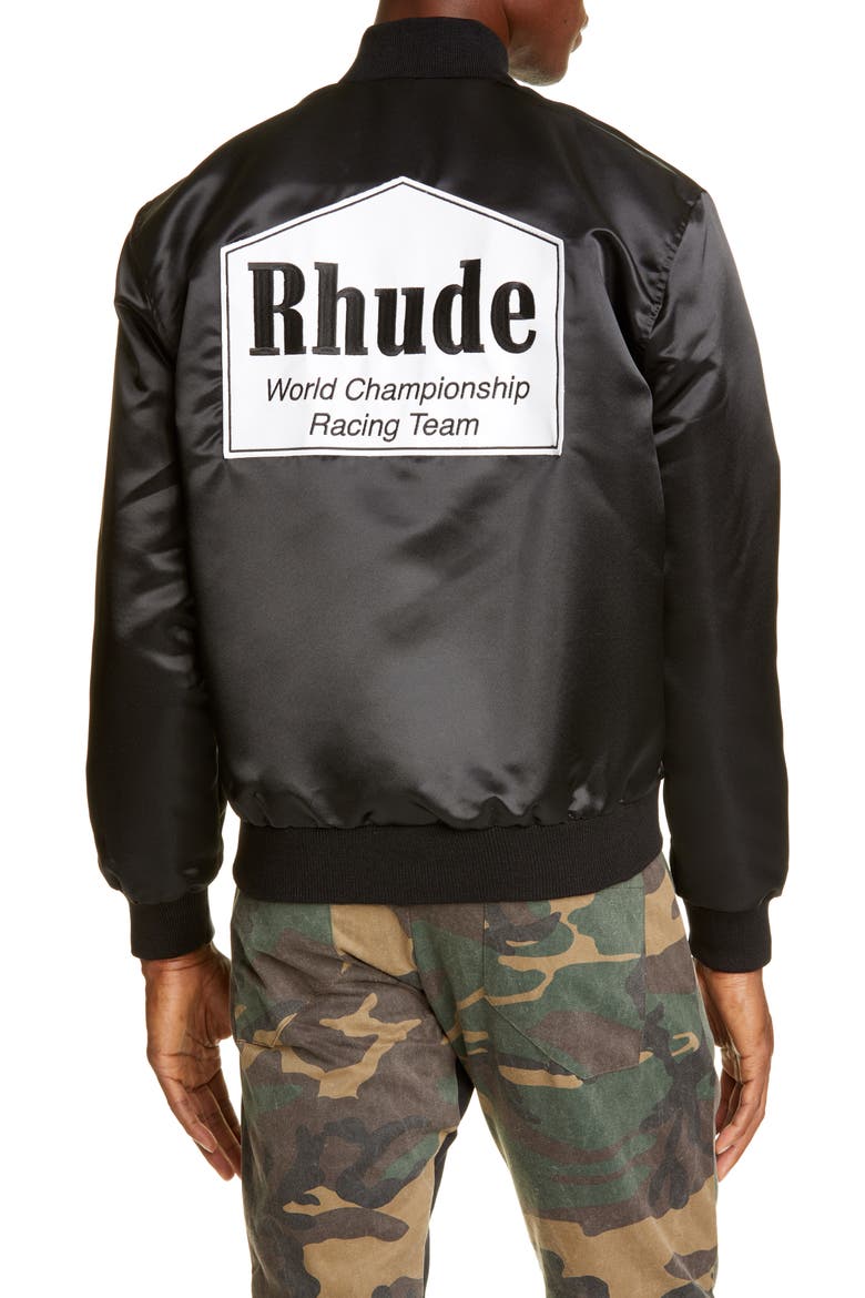 Varsity Bomber Jacket (Nordstrom Exclusive), Alternate, color, BLACK
