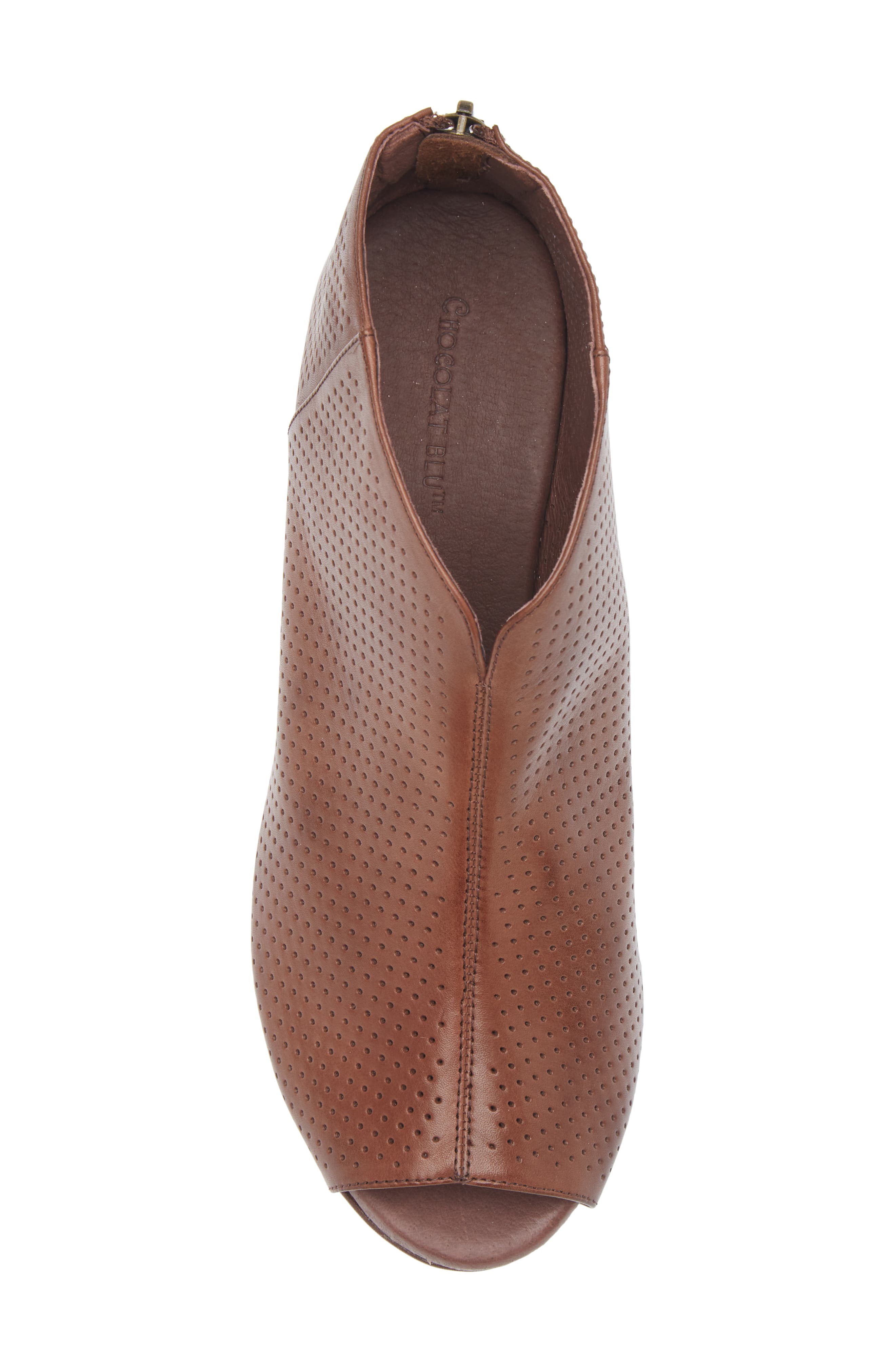 Chocolat Blu Walee Peep Toe Platform Bootie, Alternate, color, Dark Brown Leather