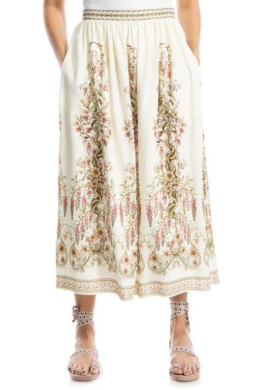 Max Studio Border Print Maxi Skirt In Natural Secret Garden
