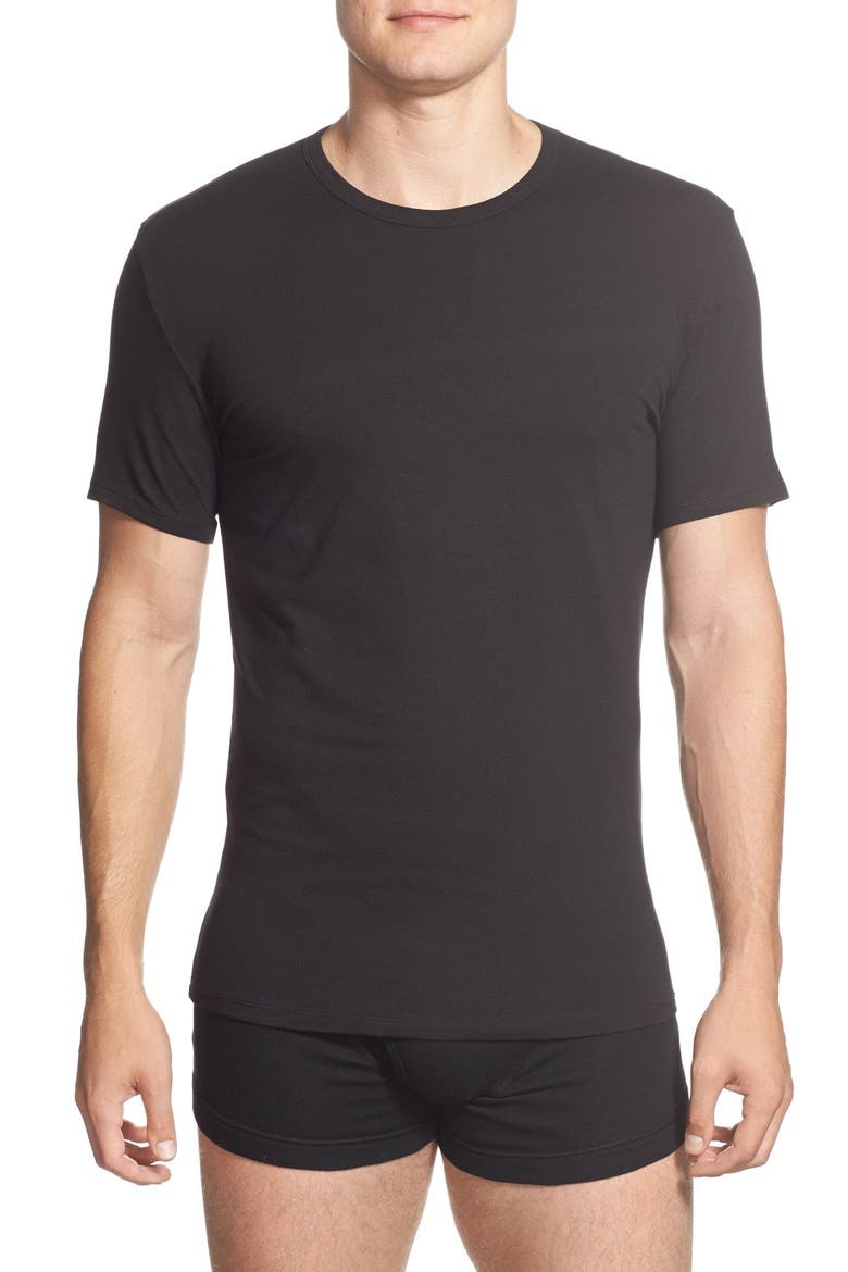 2-Pack Stretch Cotton Crewneck T-Shirt, Main, color, BLACK