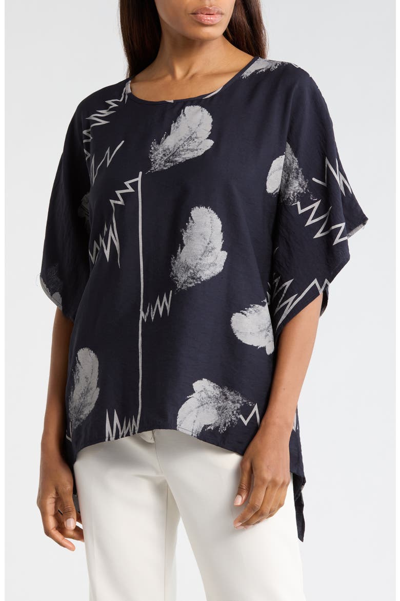 Scribble Print Caftan Top, Main, color, NAVY