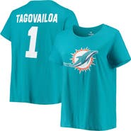 FANATICS Women's Tua Tagovailoa Aqua Miami Dolphins Plus Size Fair Catch Name & Number V-Neck T-Shirt