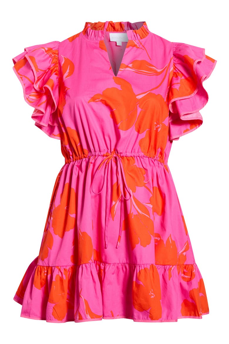 Aurea Floral Alina Ruffle Minidress, Alternate, color, PINK/RED MULTI