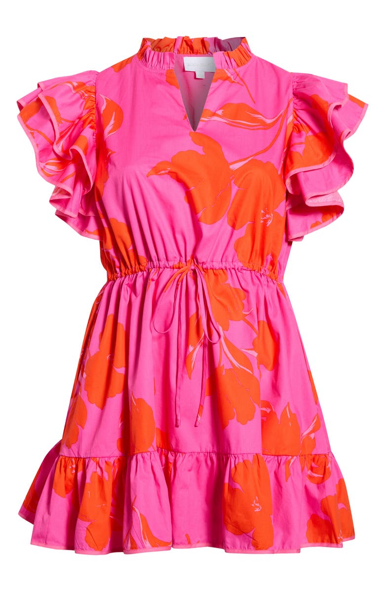 SUGARLIPS Aurea Floral Alina Ruffle Minidress, Alternate, color, Pink/Red Multi