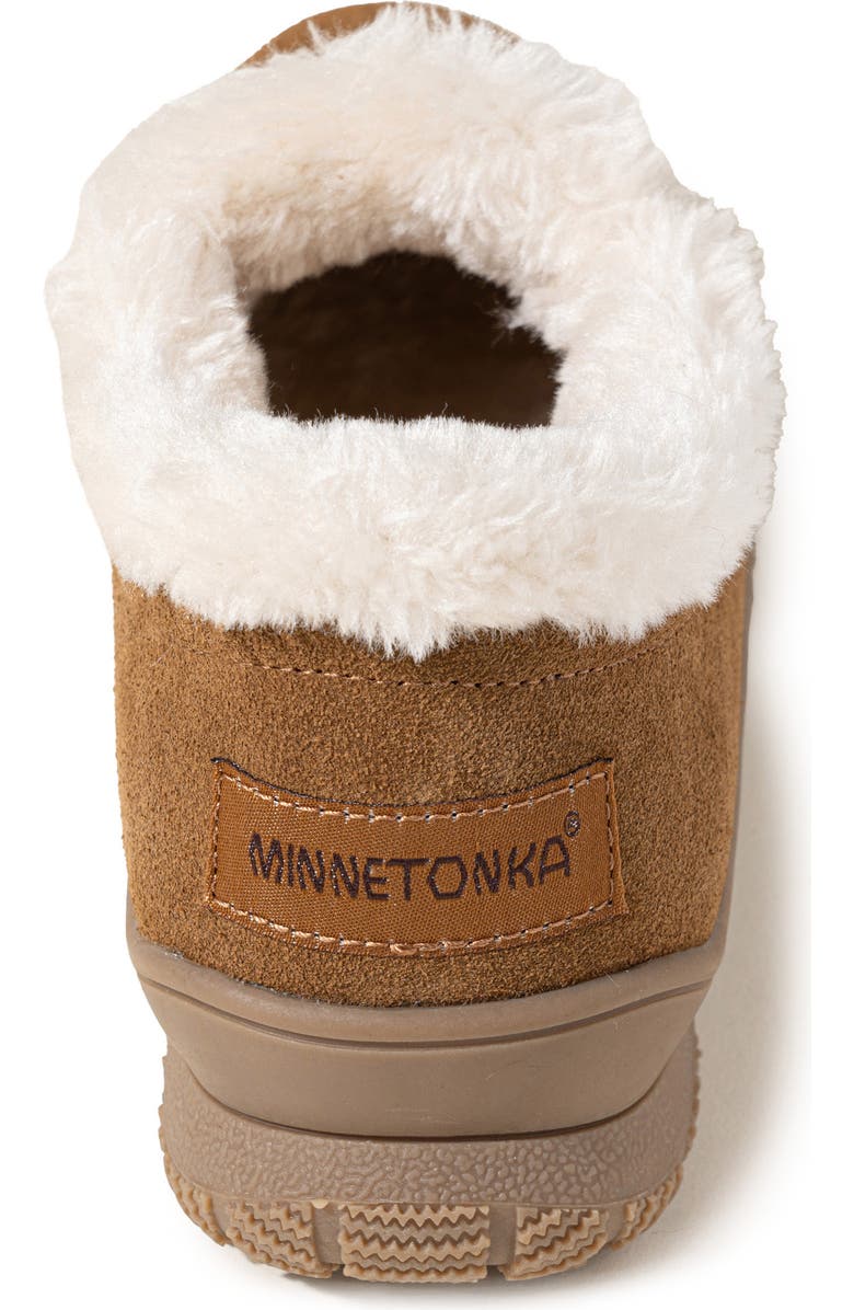 Minnetonka Eagan Faux Fur Slipper Bootie, Alternate, color, Dusty Brown
