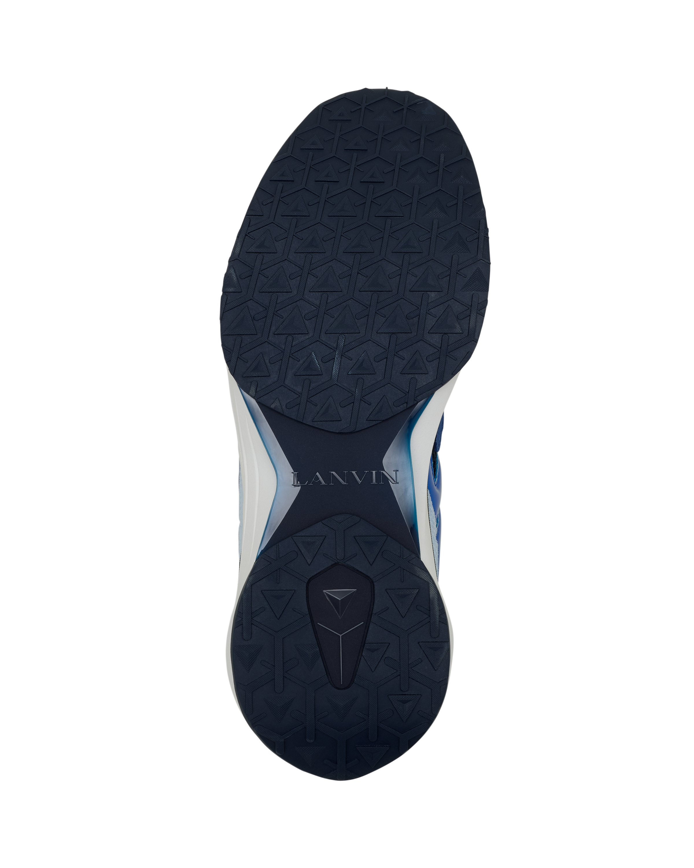 Lanvin Jla Sneakers In Mesh And Metallic Leather, Alternate, color, Dark Blue/Light Blue