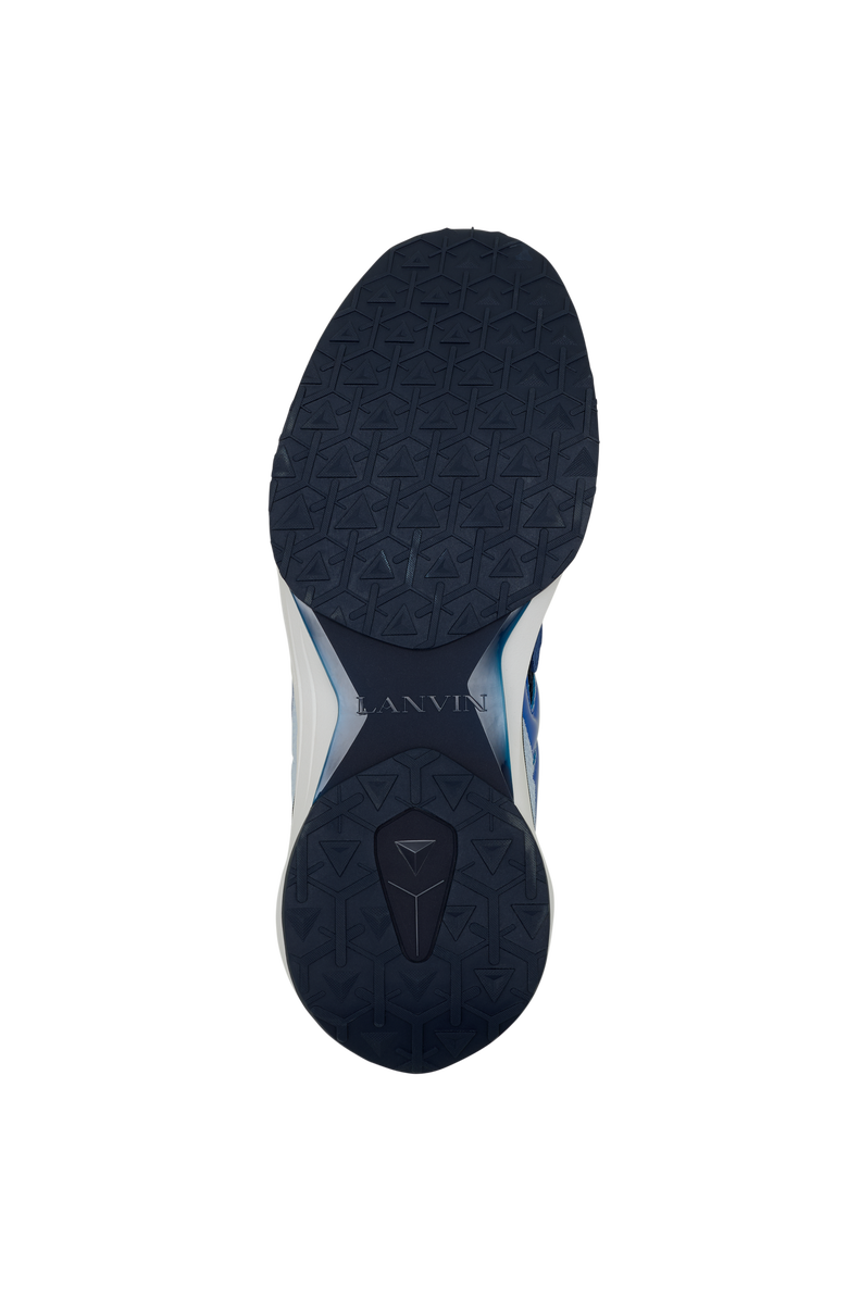 Lanvin Jla Sneakers In Mesh And Metallic Leather, Alternate, color, Dark Blue/Light Blue