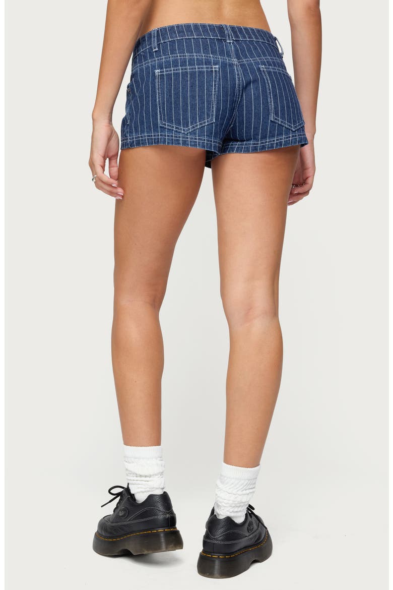 Hanson Pinstripe Low Rise Denim Shorts, Alternate, color, BLUE