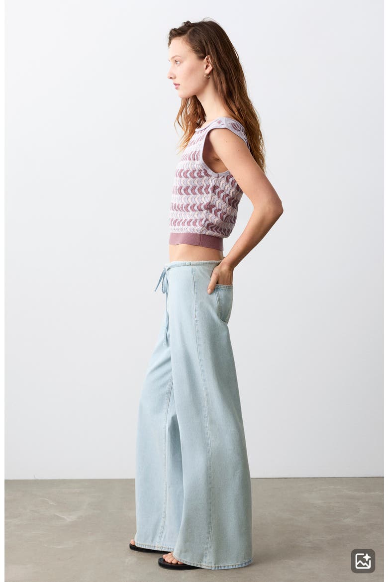 Drawstring Wide Leg Jeans, Alternate, color, BLEACH BLUE