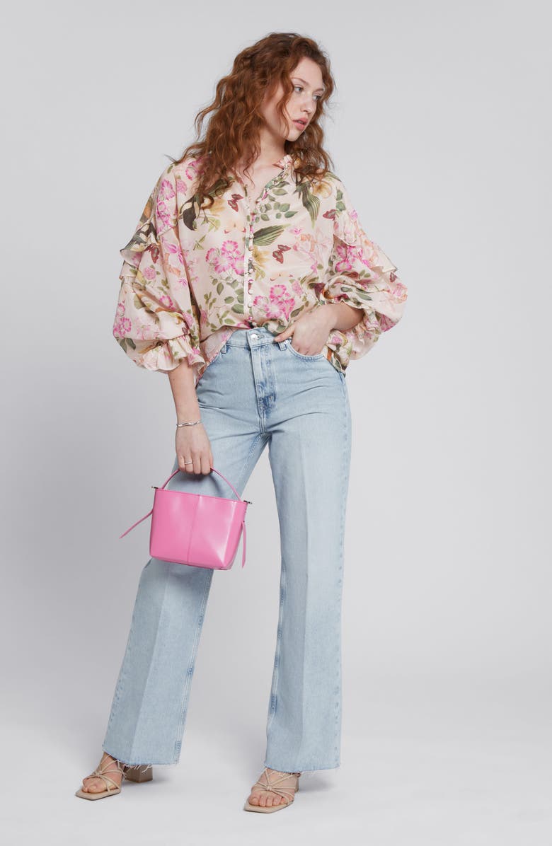 & Other Stories Floral Print Ruffle Sleeve Blouse, Alternate, color,