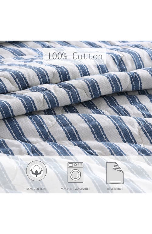 Stone Cottage Willow Way Ticking Stripe Quilt & Sham Set In Blue