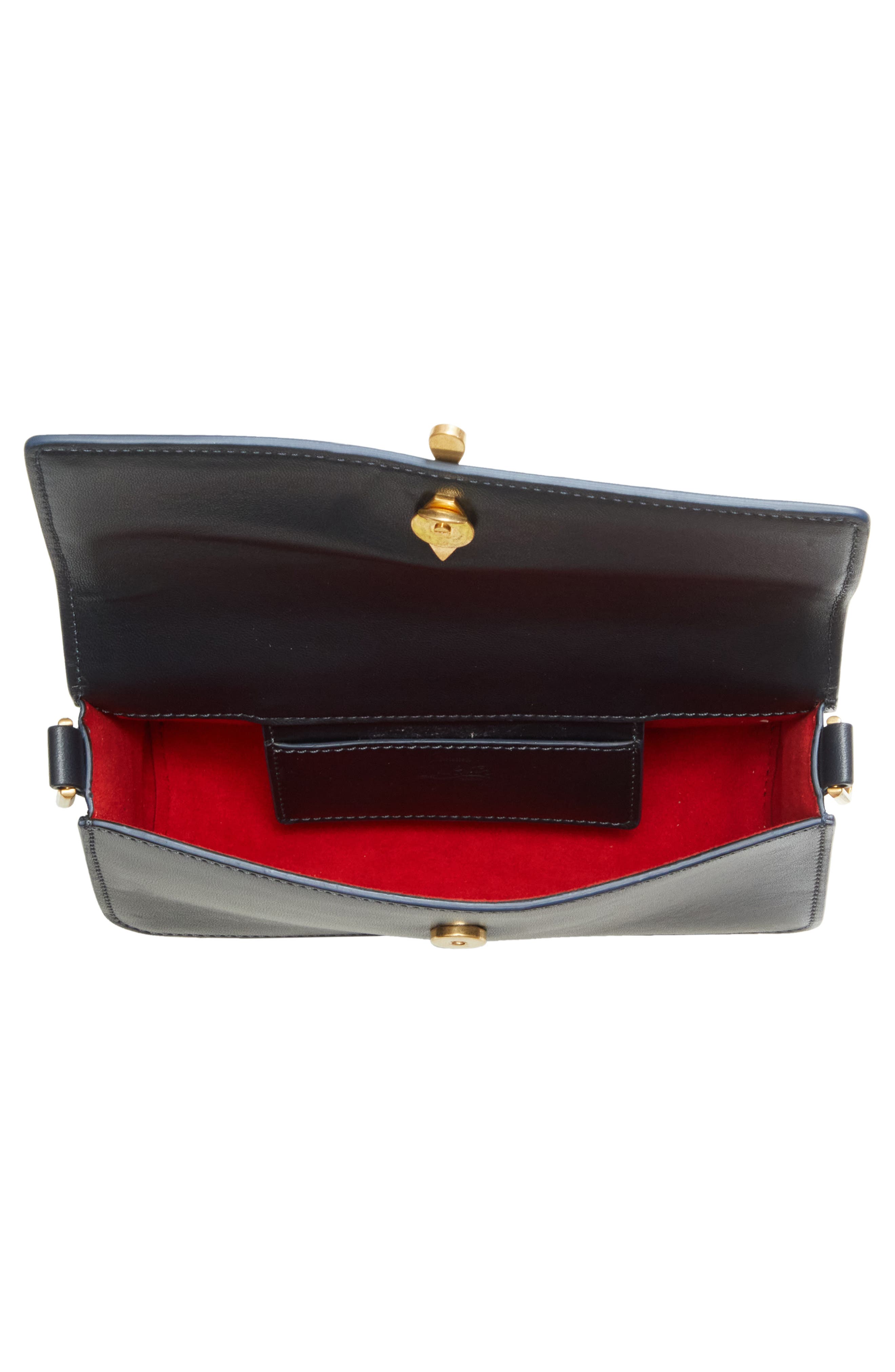 Mini Bettina Leather Crossbody Bag, Alternate, color, U423 MARINE/ GOLD