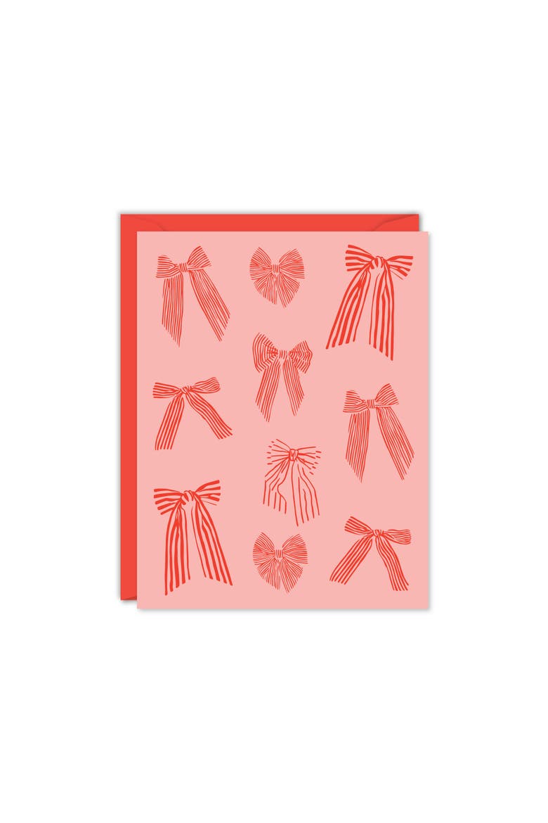 Red Bows Blank Card-Boxed Set of 8 Cards, Alternate, color, No Color