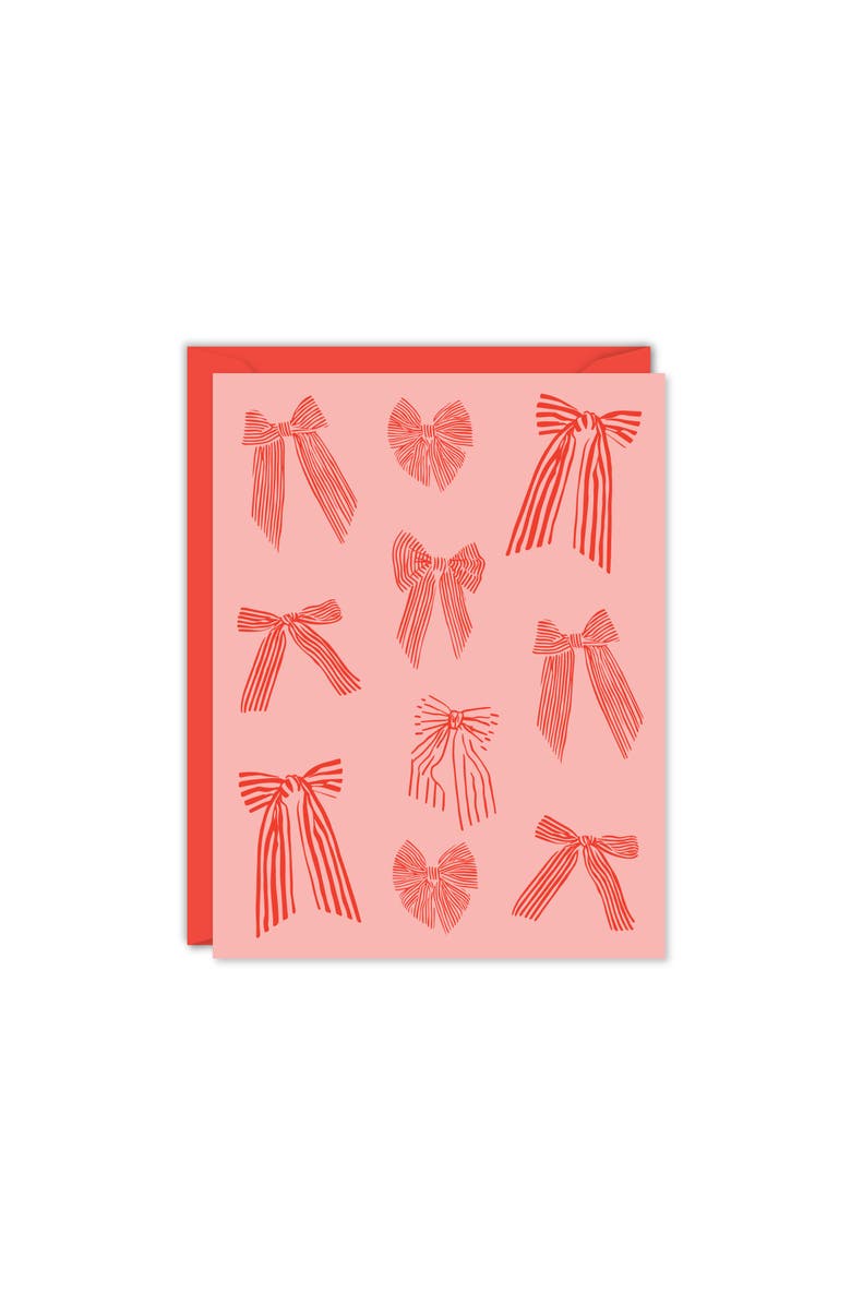 Mellowworks Red Bows Blank Card-Boxed Set of 8 Cards, Alternate, color, NO COLOR