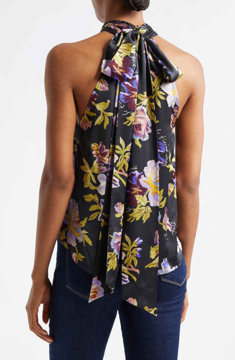 Cinq à Sept Harlow Floral Silk Top, Alternate, color, Black Multi