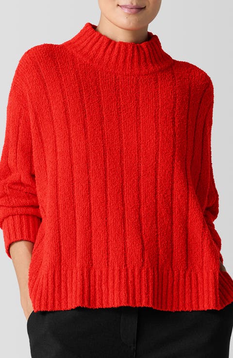 Mock Neck Ribbed Sweater