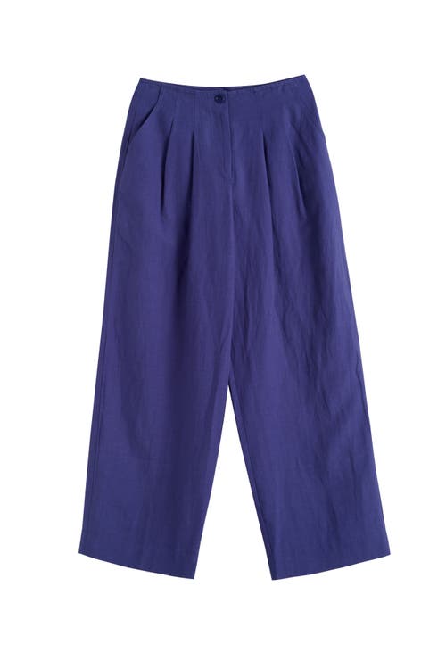 Shop Chinti & Parker Linen Blend Wide Leg Trousers In Admiral Blue