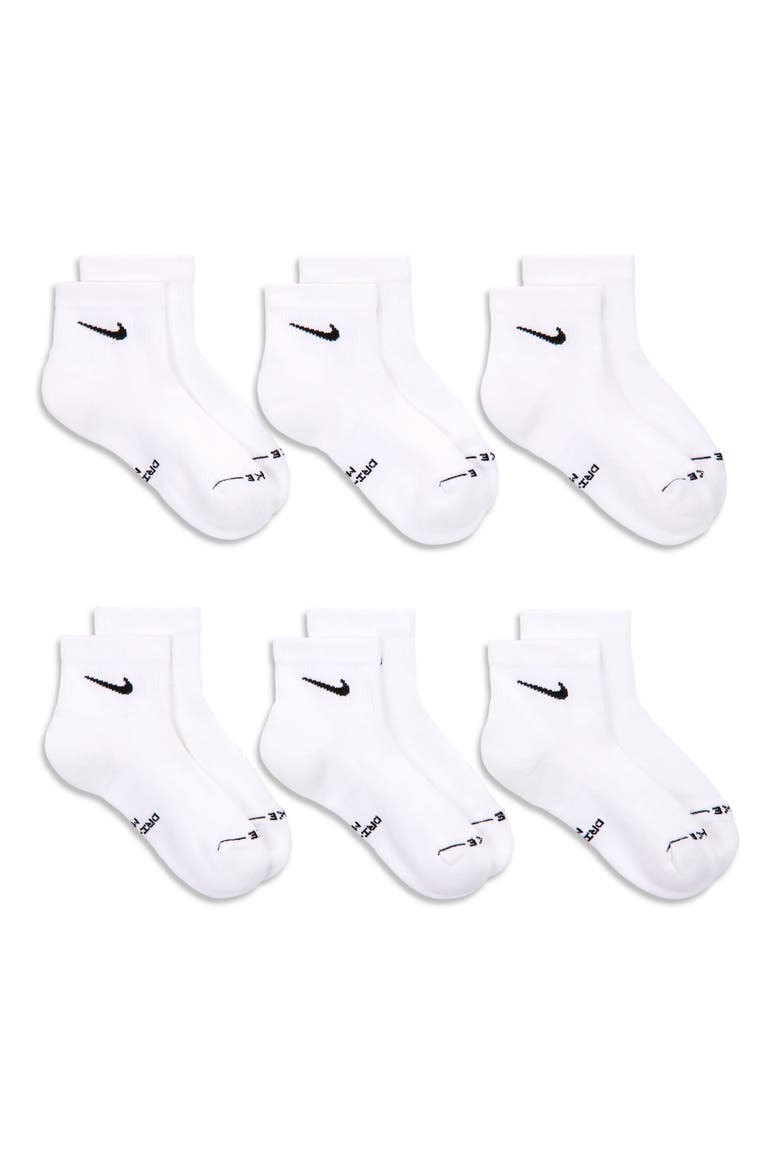 Assorted 6-Pack Dri-FIT Cushioned Quarter Socks, Alternate, color, WHITE/ BLACK