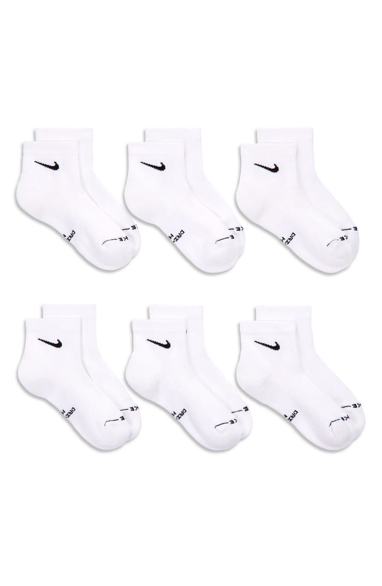 Nike Assorted 6-Pack Dri-FIT Cushioned Quarter Socks, Alternate, color, White/ Black