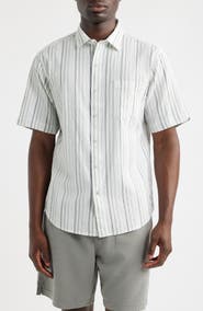 Tommy Bahama Nova Wave Silve Stripe Short Sleeve Seersucker Button-Up Shirt