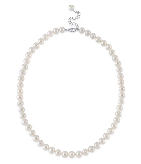 7.5-8.5mm White Freshwater Pearl Adjustable Necklace for Men