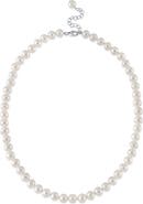 The Pearl Source 7.5-8.5mm White Freshwater Pearl Adjustable Necklace for Men