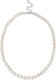 The Pearl Source 7.5-8.5mm White Freshwater Pearl Adjustable Necklace for Men