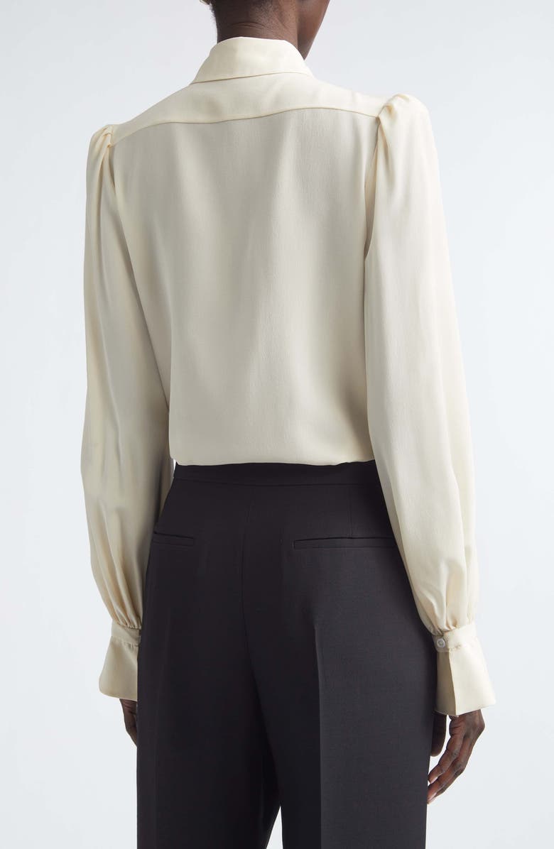 Valentino Campionari Silk Crepe Button-Up Shirt, Alternate, color, Vanilla