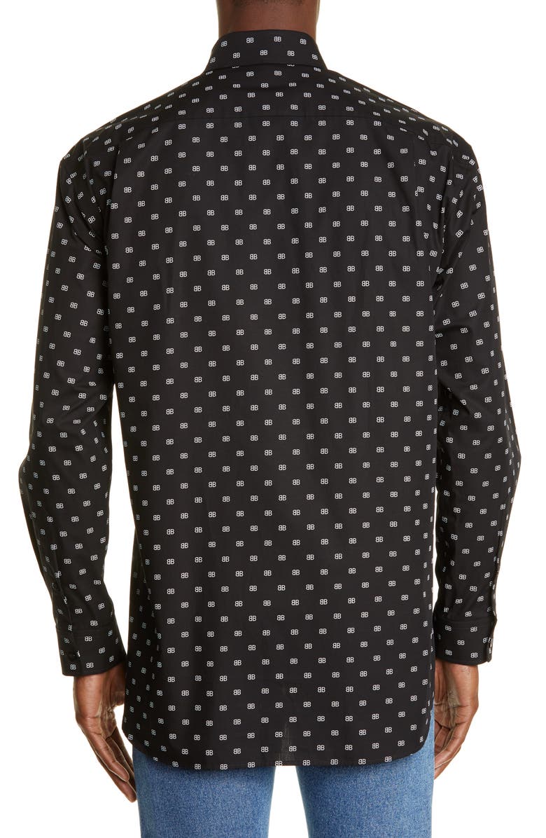 Balenciaga Logo Print Button-Down Shirt, Alternate, color,