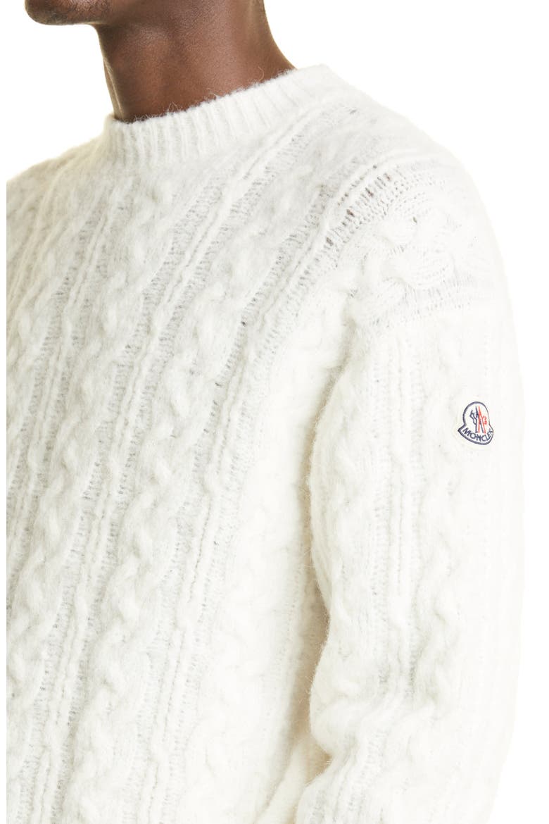 Mohair, Wool & Alpaca Cable Knit Sweater, Alternate, color, IVORY