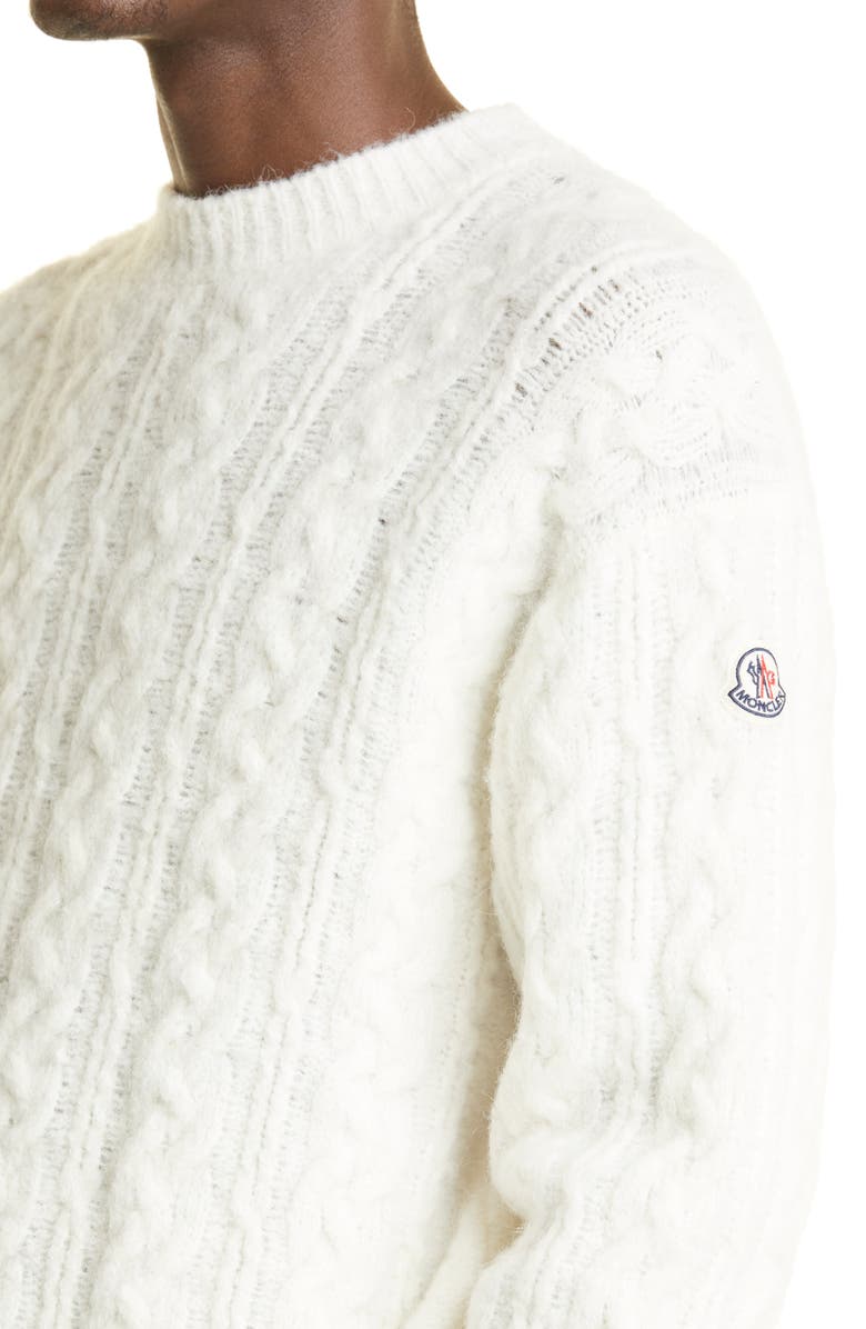 Moncler Mohair, Wool & Alpaca Cable Knit Sweater, Alternate, color, 