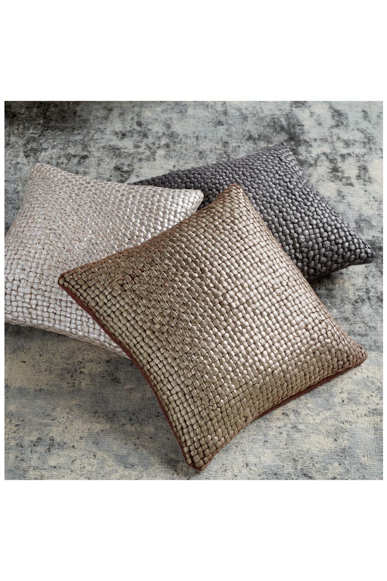 Metallic Basket Weave Accent Pillow, Alternate, color, CHARCOAL