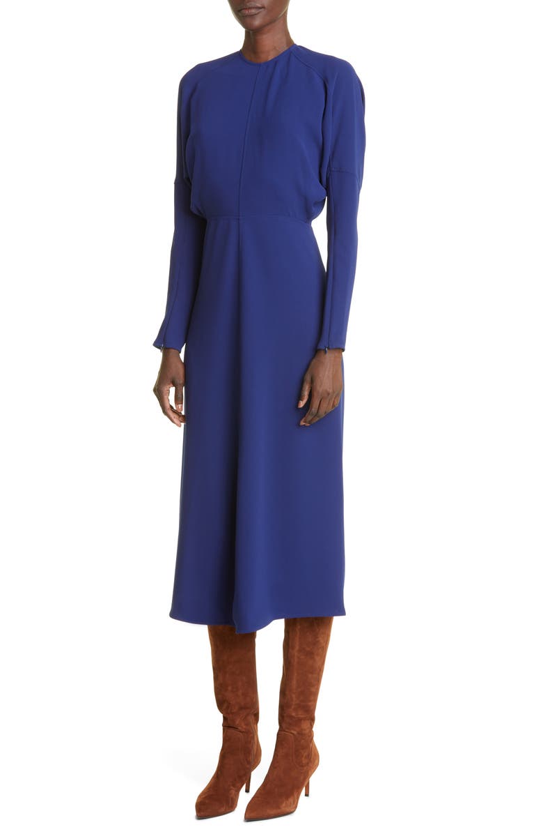 Victoria Beckham Dolman Long Sleeve Cady Crepe Midi Dress, Alternate, color, 