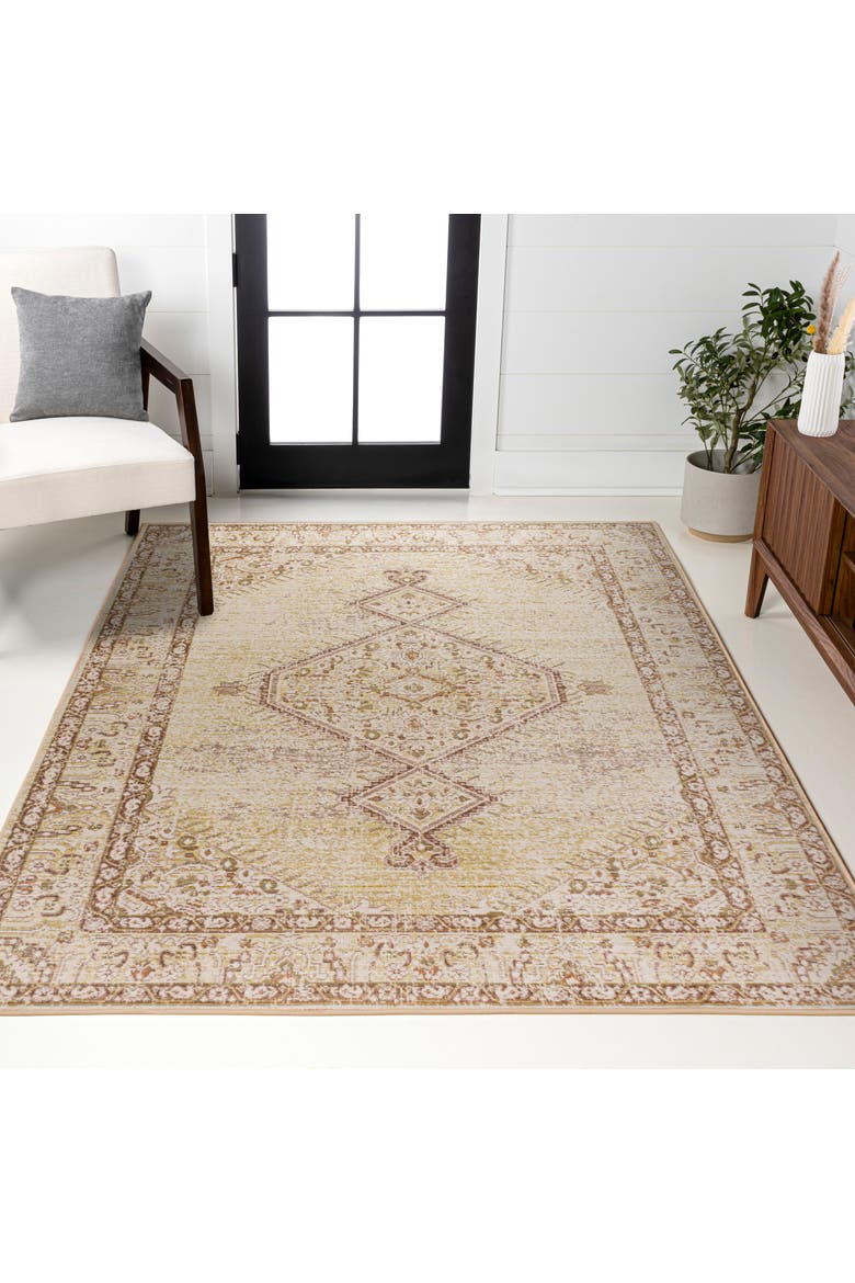Khilana Floral Medallion Chambray Area Rug, Alternate, color, Ivory