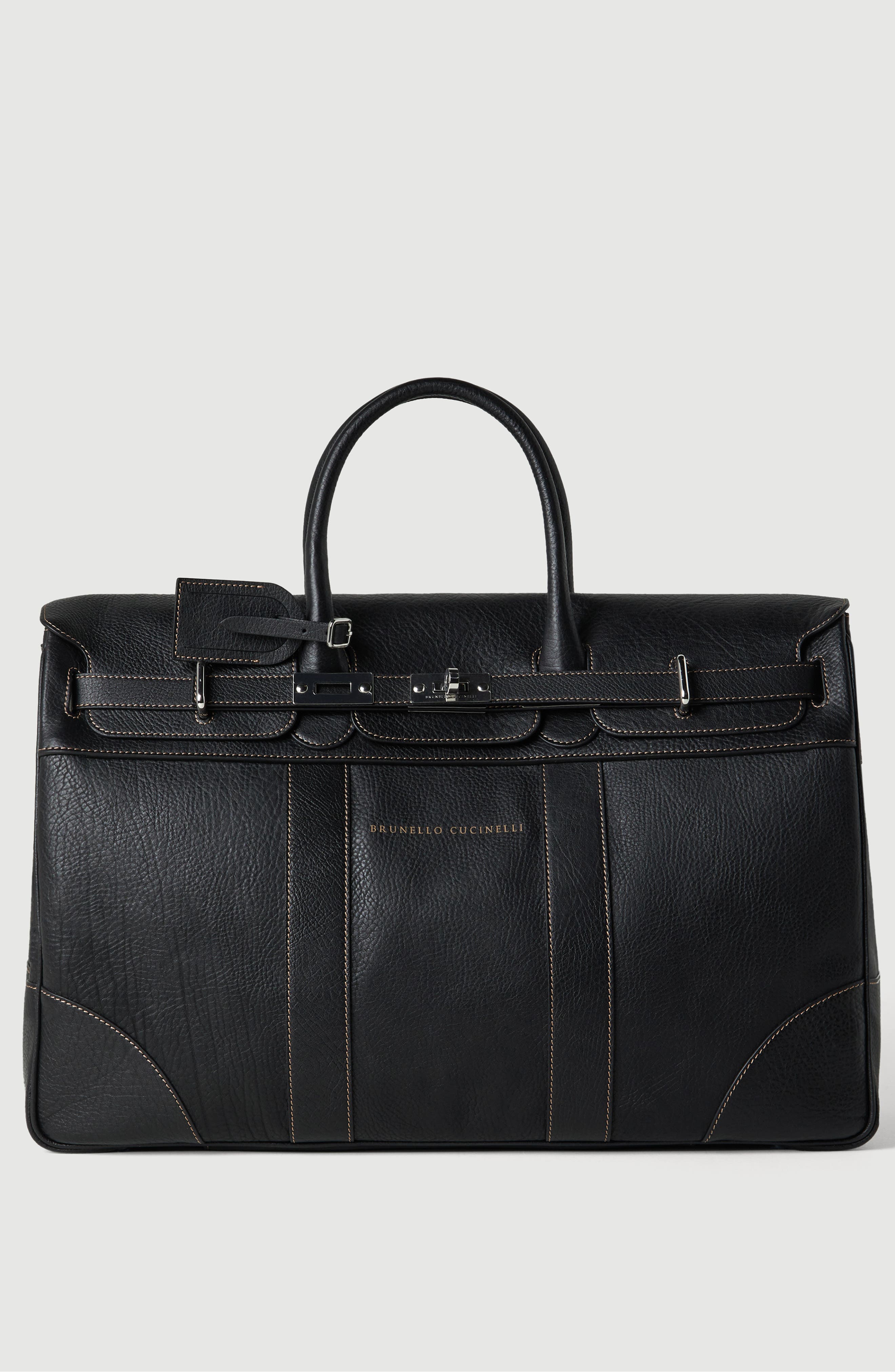 Grained calfskin country bag, Main, color, Black