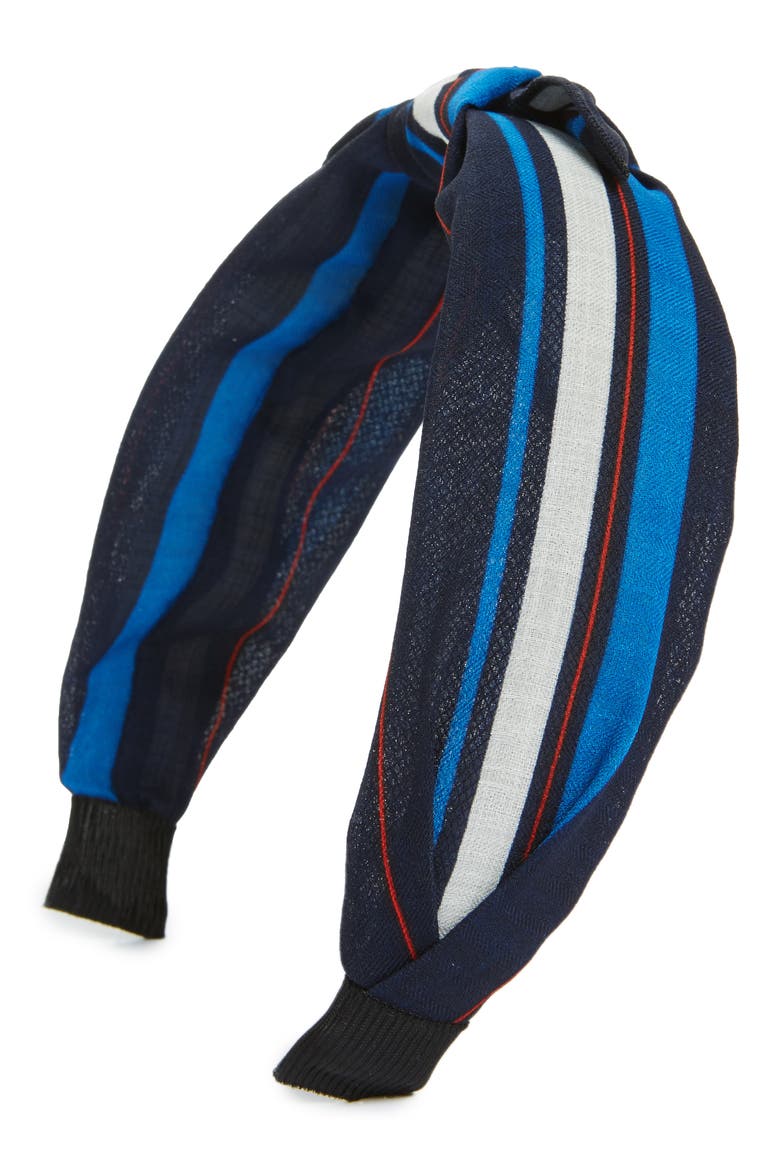 Regatta Stripe Knot Headband, Main, color, NAVY MULTI