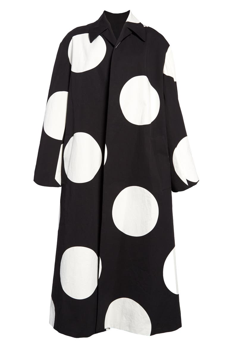 Ruberta Dot Cotton Coat, Alternate, color, BLACK