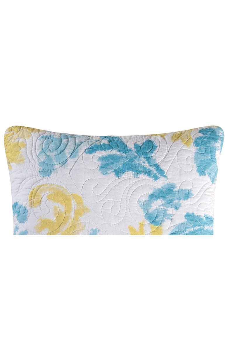 Delilah Blue Quilted Pillow, 18" x 18", Alternate, color, Blue