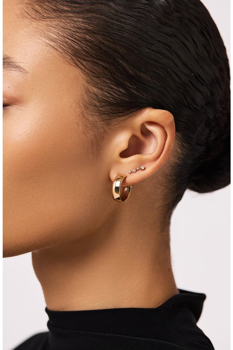 Gold Stud Earrings - Triple Diamond Studs, Alternate, color, Gold