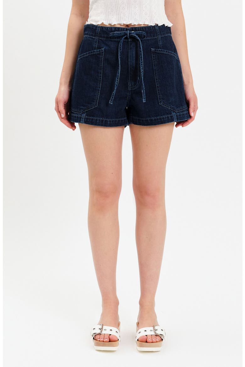 Catalina High Waist Tie Waist Shorts, Main, color, BLUE MOOD