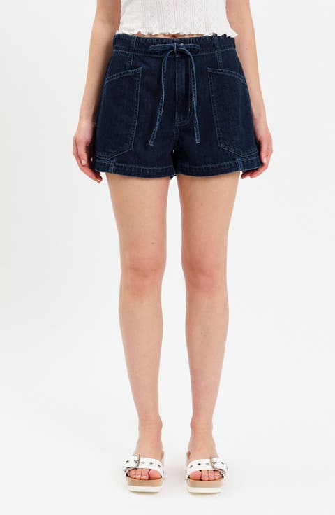 Catalina High Waist Tie Waist Shorts (Blue Mood)