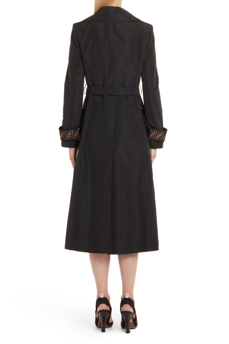 Leather Pocket Trench Coat, Alternate, color, BLACK