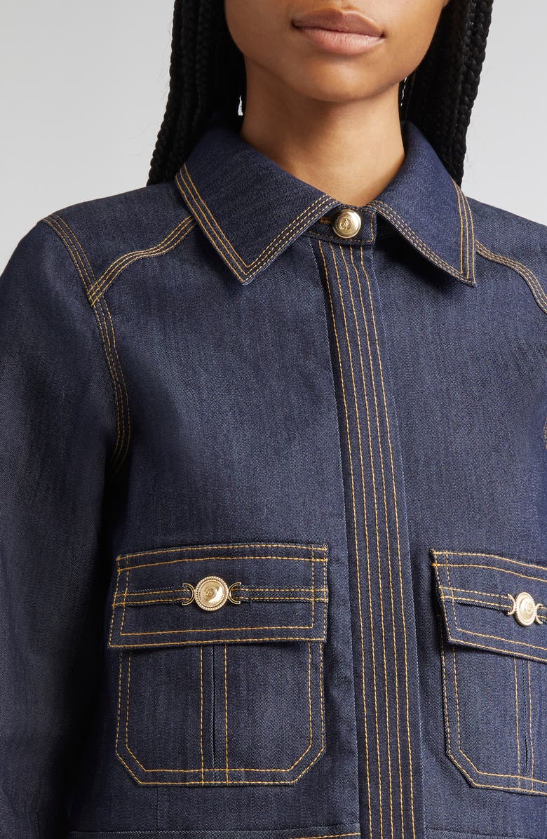 Cinq à Sept Lydie Crop Denim Jacket, Alternate, color, Indigo