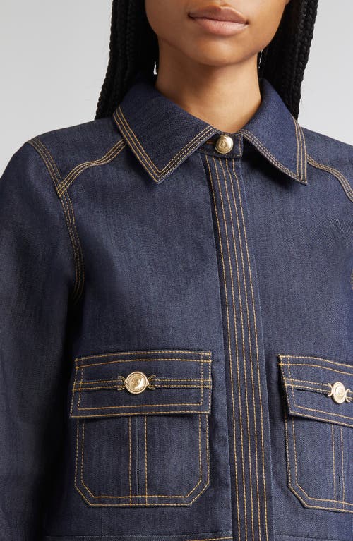 Cinq À Sept Lydie Crop Denim Jacket In Blue