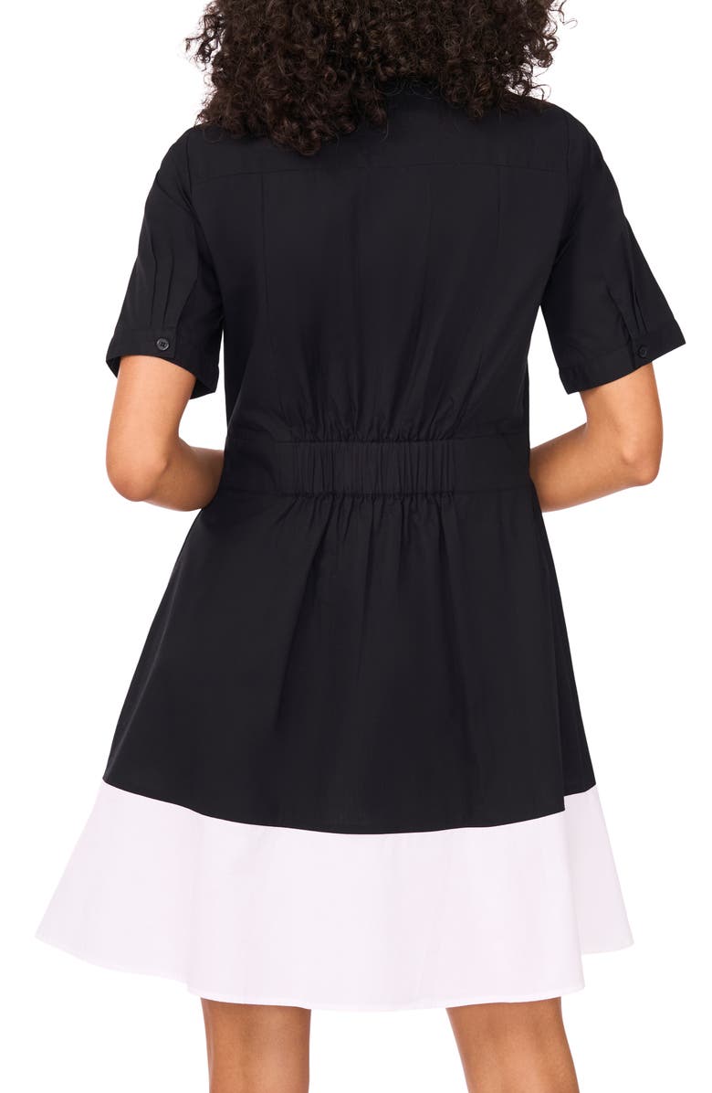 Halogen<sup>®</sup> Two-Tone Fit & Flare Shirtdress, Alternate, color, Rich Black 060