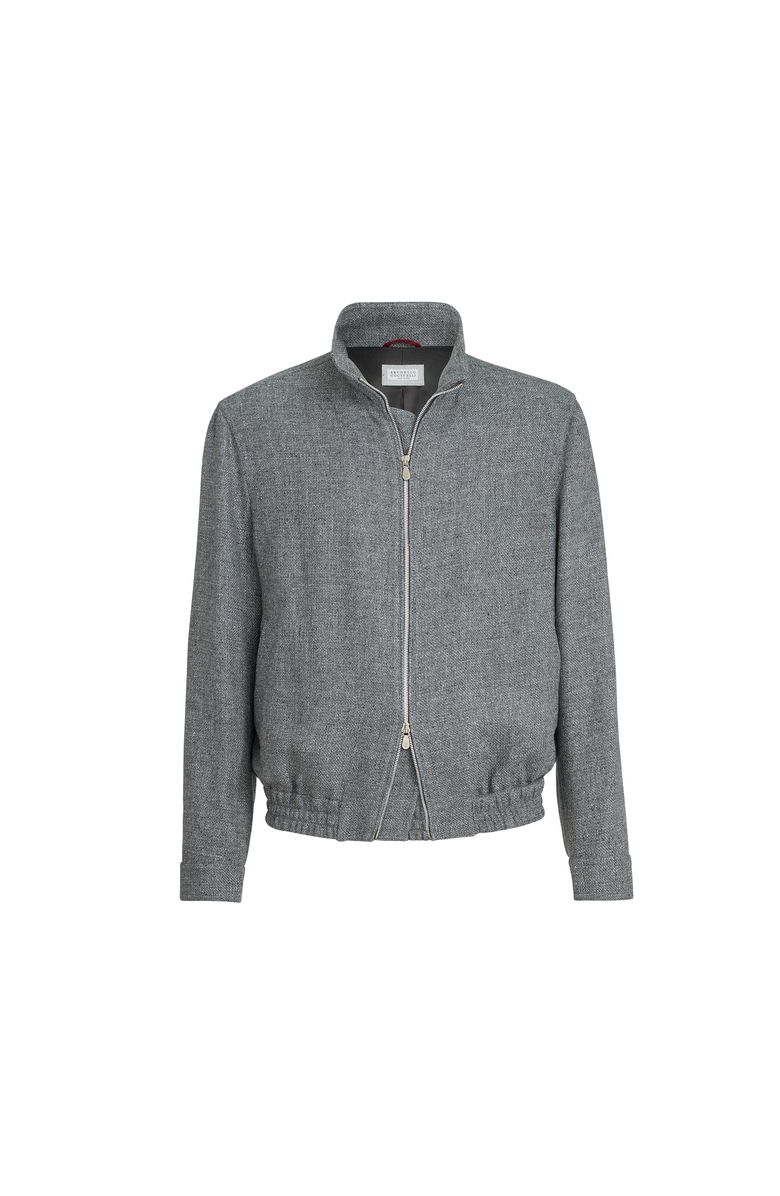 Brunello Cucinelli Outerwear jacket with stand collar, Alternate, color, Medium Grey