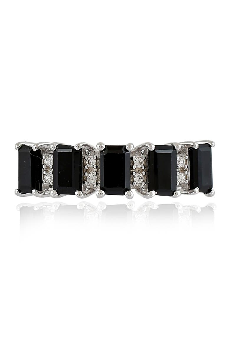 FOREVER CREATIONS USA INC Sterling Silver Black Spinel & Natural Zircon Ring, Main, color,