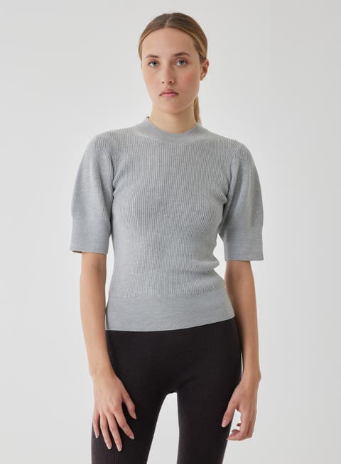 Compact Merino Mini Rib Short Sleeve Crewneck